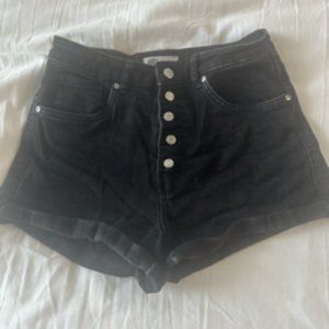 ZARA Black High Waisted Denim Shorts